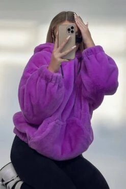 JAYLEY Purple Faux Fur Hoodie -Deals Fabulous Women Wear Store jayley purple faux fur hoodie p13741 93030 image