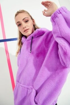 JAYLEY Purple Faux Fur Hoodie -Deals Fabulous Women Wear Store jayley purple faux fur hoodie p13741 93033 image