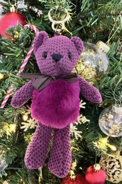 JAYLEY Purple Faux Fur Teddy Bear