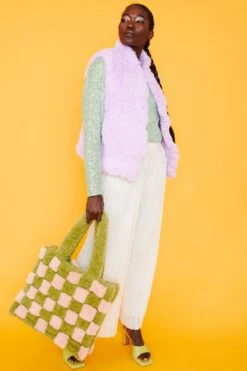 JAYLEY Purple Hand Knitted Faux Fur Gilet -Deals Fabulous Women Wear Store jayley purple hand knitted faux fur gilet p3761 76116 image