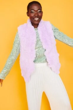 JAYLEY Purple Hand Knitted Faux Fur Gilet -Deals Fabulous Women Wear Store jayley purple hand knitted faux fur gilet p3761 76120 image