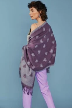 JAYLEY Purple Love Hearts Tassel Reversible Cashmere Blend Scarf -Deals Fabulous Women Wear Store jayley purple love hearts tassel reversible cashmere blend scarf p10774 75256 image