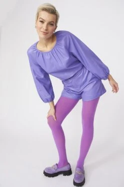 JAYLEY Purple Tencel Blend Eco Leather Shorts