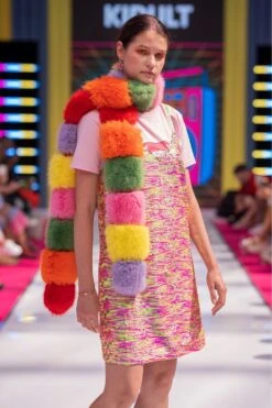 JAYLEY Rainbow Long Faux Fur Gaga Scarf