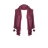 JAYLEY Red Cashmere Shawl With Poms