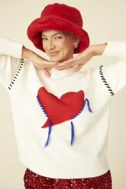 JAYLEY Red Faux Fur Bucket Hat