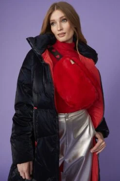 JAYLEY Red Faux Fur Bum Bag With Love Heart Strap -Deals Fabulous Women Wear Store jayley red faux fur bum bag with love heart strap p7450 88838 image