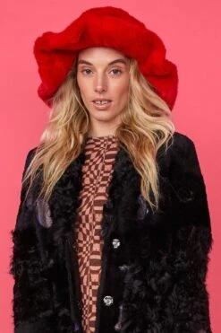 JAYLEY Red Faux Fur Oversized Hat -Deals Fabulous Women Wear Store jayley red faux fur oversized hat p11040 77150 image