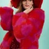 JAYLEY Red Faux Fur Oversized Hat