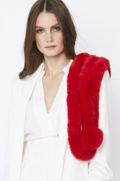 JAYLEY Red Faux Fur Scarf -Deals Fabulous Women Wear Store jayley red faux fur scarf p10494 54756 image