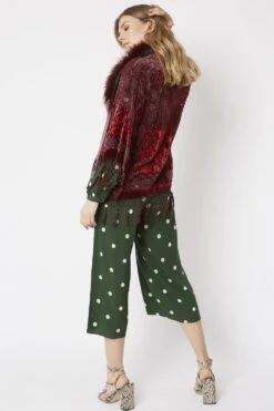 JAYLEY Red Fur Collar Devore Jacket -Deals Fabulous Women Wear Store jayley red fur collar devore jacket p8785 49237 image