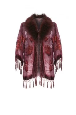 JAYLEY Red Fur Collar Devore Jacket -Deals Fabulous Women Wear Store jayley red fur collar devore jacket p8785 49239 image