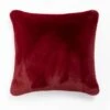 JAYLEY Red Luxury Faux Fur Cushion Cover With Embroidered Parisian Design