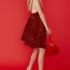 JAYLEY Red Sequin And Faux Fur Bag