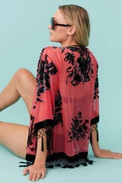 JAYLEY Red Silk Devore Jacket -Deals Fabulous Women Wear Store jayley red silk devore jacket p5637 66860 image