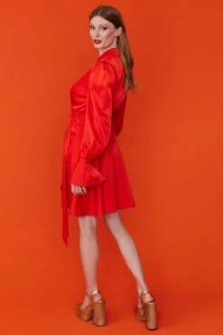 JAYLEY Red Tencel Blend Wrap Dress -Deals Fabulous Women Wear Store jayley red tencel blend wrap dress p13038 88284 image