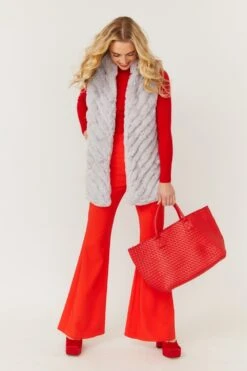 JAYLEY Red Woven Metallic Tote Bag -Deals Fabulous Women Wear Store jayley red woven metallic tote bag p11676 81488 image