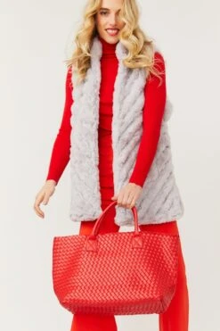 JAYLEY Red Woven Metallic Tote Bag -Deals Fabulous Women Wear Store jayley red woven metallic tote bag p11676 81489 image