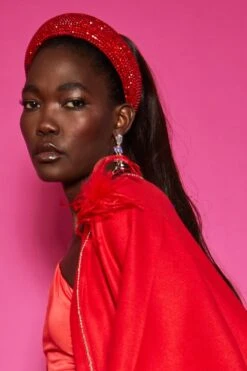 JAYLEY Ruby Red Sparkly Headband With Precious Gem Stones