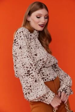 JAYLEY Silk Blend Animal Print Blouse -Deals Fabulous Women Wear Store jayley silk blend animal print blouse p12328 84687 image