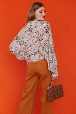 JAYLEY Silk Blend Animal Print Blouse -Deals Fabulous Women Wear Store jayley silk blend animal print blouse p12328 84689 image