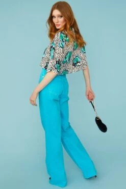 JAYLEY Silk Blend Animal Print Floral Cropped Blouse -Deals Fabulous Women Wear Store jayley silk blend animal print floral cropped blouse p12211 84219 image