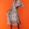 JAYLEY Silk Blend Animal Print Maxi Dress