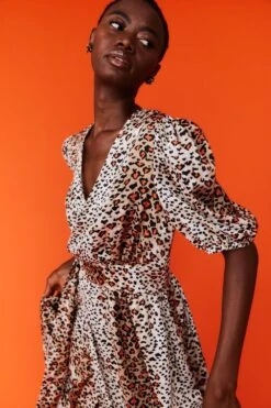 JAYLEY Silk Blend Animal Print Maxi Wrap Dress