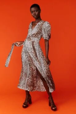 JAYLEY Silk Blend Animal Print Maxi Wrap Dress -Deals Fabulous Women Wear Store jayley silk blend animal print maxi wrap dress p12846 87017 image