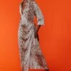 JAYLEY Silk Blend Animal Print Wrap Maxi Dress