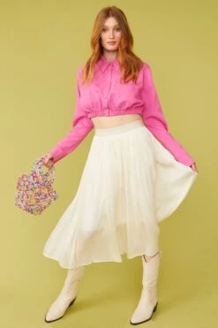 JAYLEY Silk Blend Cropped Kate Shirt