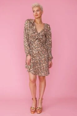 JAYLEY Silk Blend Floral Knee Length Dress
