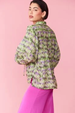 JAYLEY Silk Blend Lace Up Neckline Shirt -Deals Fabulous Women Wear Store jayley silk blend lace up neckline shirt p12087 83543 image