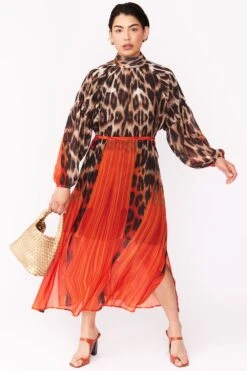 Best Seller -Deals Fabulous Women Wear Store jayley silk blend leopard maxi dress in red p12788 86641 image