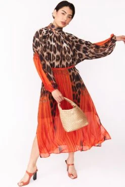 JAYLEY Silk Blend Leopard Maxi Dress In Red -Deals Fabulous Women Wear Store jayley silk blend leopard maxi dress in red p12788 86642 image