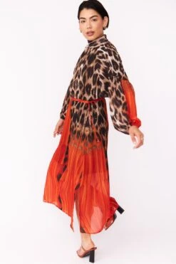 JAYLEY Silk Blend Leopard Maxi Dress In Red -Deals Fabulous Women Wear Store jayley silk blend leopard maxi dress in red p12788 86645 image