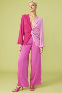 JAYLEY Silk Blend Pink Two Tone Blouse -Deals Fabulous Women Wear Store jayley silk blend pink two tone blouse p12737 87159 image