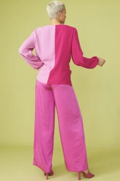 JAYLEY Silk Blend Pink Two Tone Blouse -Deals Fabulous Women Wear Store jayley silk blend pink two tone blouse p12737 87160 image