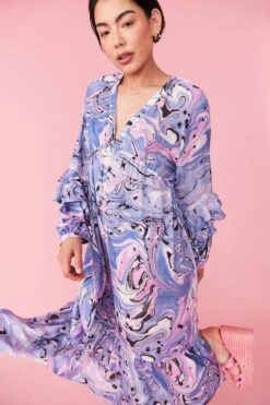 JAYLEY Silk Blend Purple Abstract Dress -Deals Fabulous Women Wear Store jayley silk blend purple abstract dress p12297 84585 image