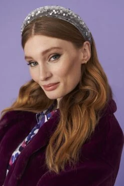 JAYLEY Silver Padded Sequin Headband