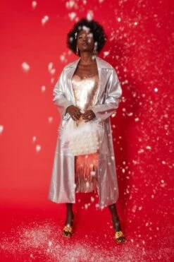 JAYLEY Silver Trench Coat With Belt -Deals Fabulous Women Wear Store jayley silver trench coat with belt p11208 78332 image