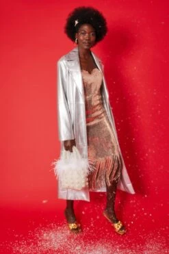 JAYLEY Silver Trench Coat With Belt -Deals Fabulous Women Wear Store jayley silver trench coat with belt p11208 78334 image