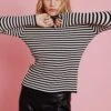JAYLEY Striped Turtleneck Cashmere Top