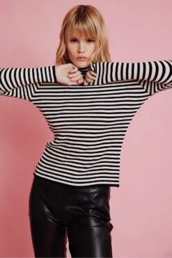 JAYLEY Striped Turtleneck Cashmere Top -Deals Fabulous Women Wear Store jayley striped turtleneck cashmere top p11528 80339 image