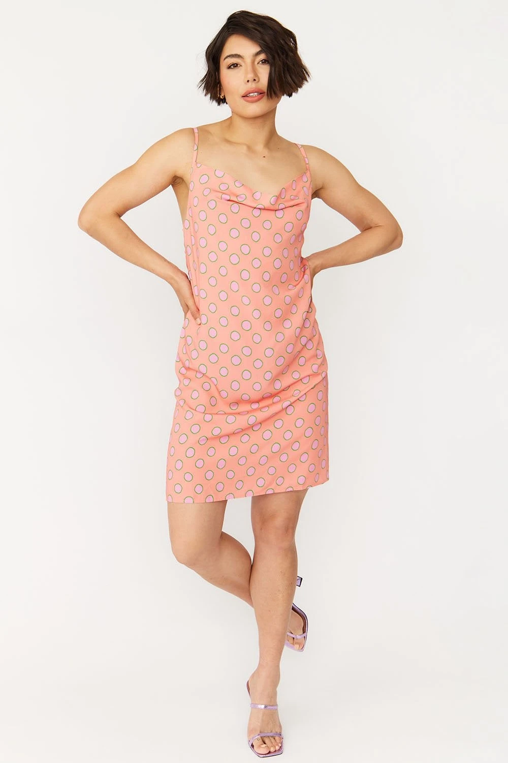 JAYLEY Sustainable Rose Petal Cami Polka Dot Dress 1 JAYLEY Sustainable Rose Petal Cami Polka Dot Dress