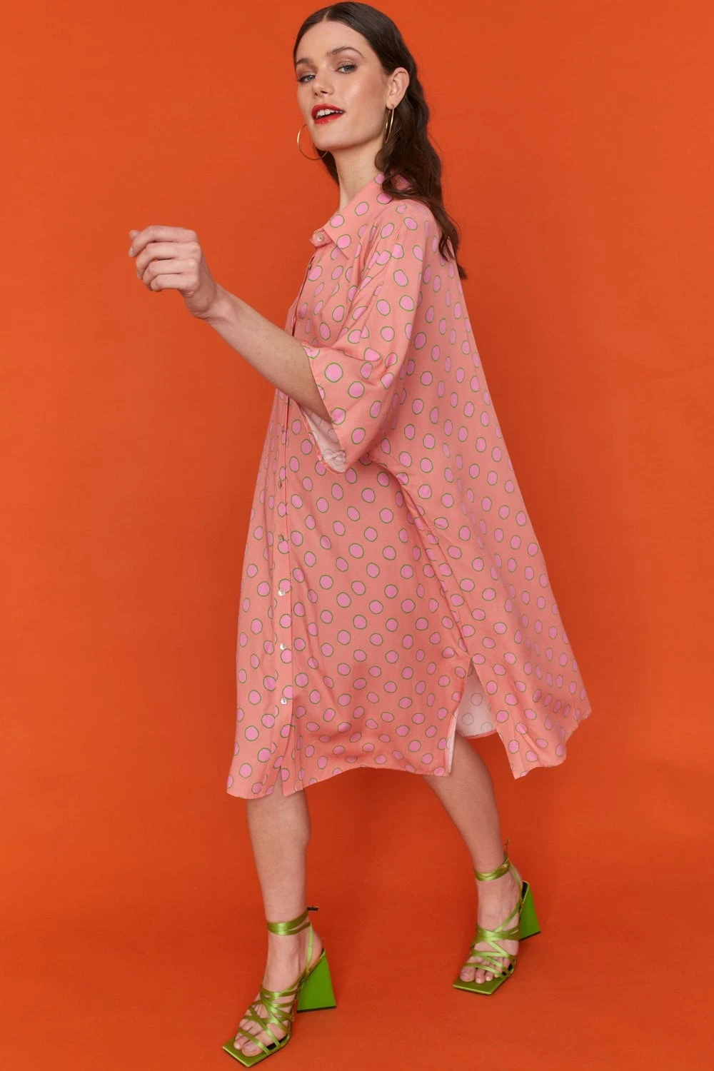 JAYLEY Sustainable Rose Petal Polka Dot Shirt Dress 2 JAYLEY Sustainable Rose Petal Polka Dot Shirt Dress - Image 2