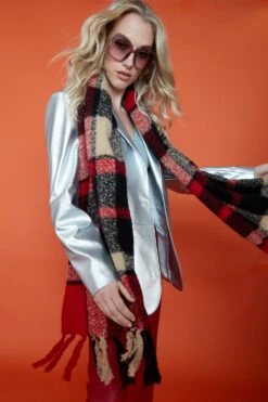 JAYLEY Tartan Check Cashmere Blend Scarf -Deals Fabulous Women Wear Store jayley tartan check cashmere blend scarf p11687 81545 image