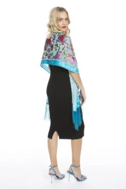 JAYLEY Teal Silk Blend Devore Scarf -Deals Fabulous Women Wear Store jayley teal silk blend devore scarf p10170 53690 image