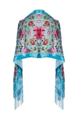 JAYLEY Teal Silk Blend Devore Scarf -Deals Fabulous Women Wear Store jayley teal silk blend devore scarf p10170 53691 image