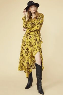 JAYLEY Tencel Blend Lucky Chain Wrap Dress -Deals Fabulous Women Wear Store jayley tencel blend lucky chain wrap dress p13450 91007 image